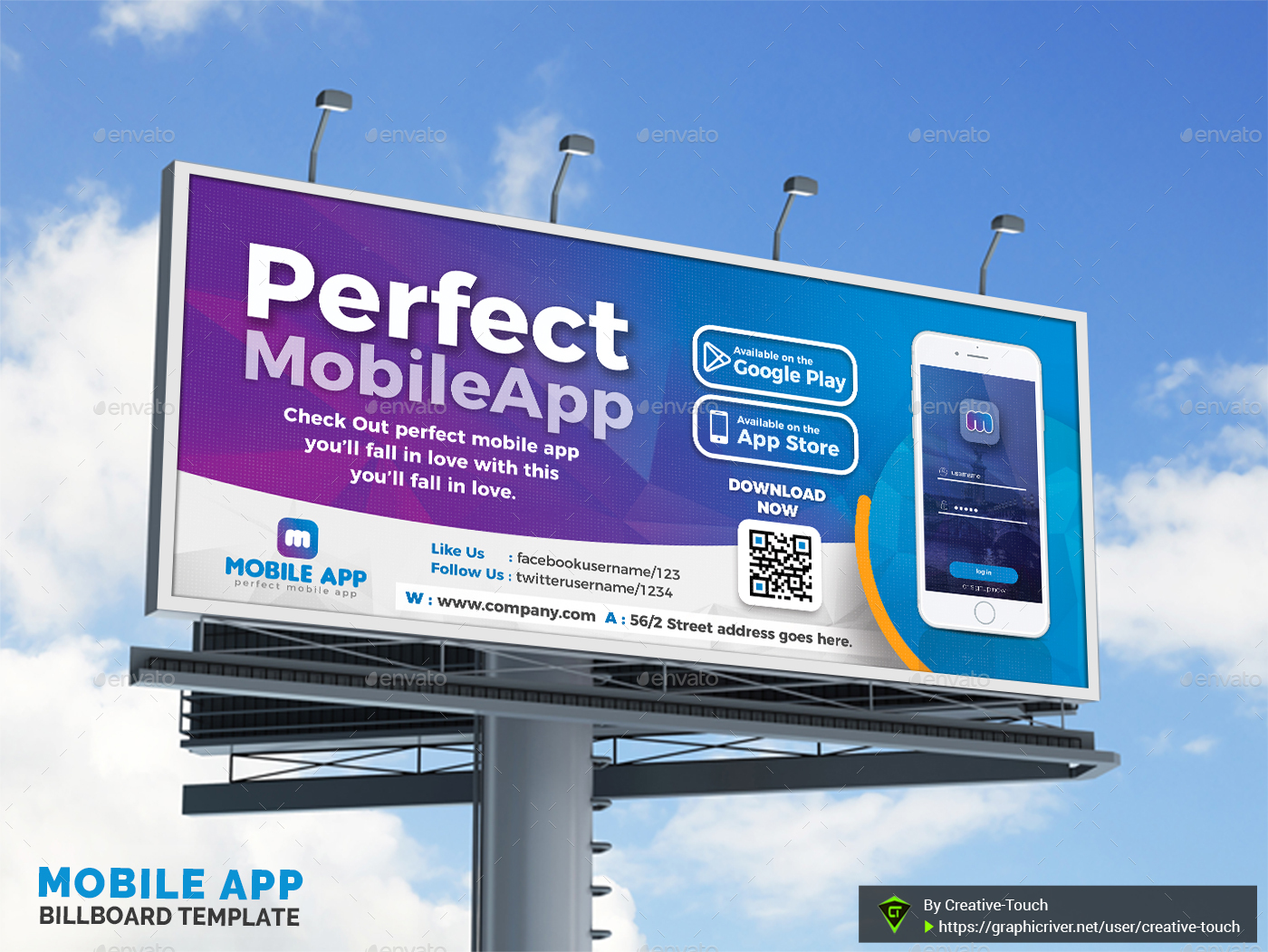 Mobile App Billboard Template, Print Templates GraphicRiver